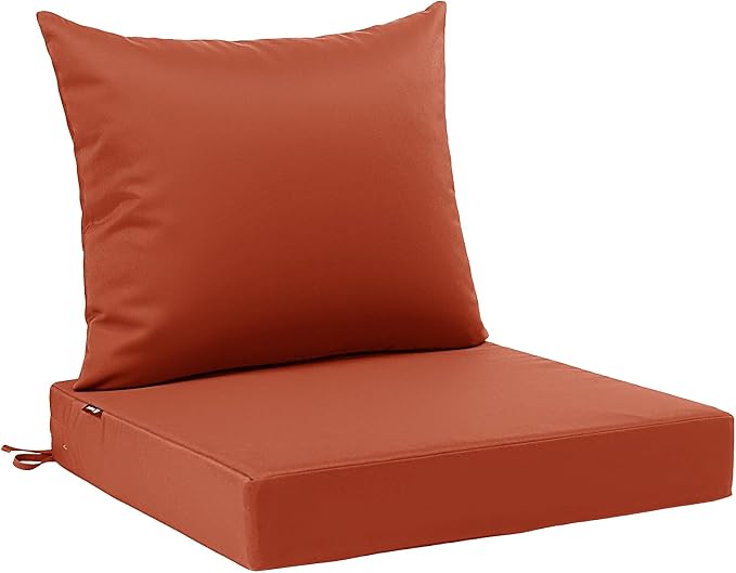 Favoyard Outdoor Seat Cushion Set 19 x 19 Inch Waterproof & Fade Resistant Patio Furniture Cushions with Removable Cover Deep Seat & Back Cushion with Tie Straps for Chair Sofa Couch