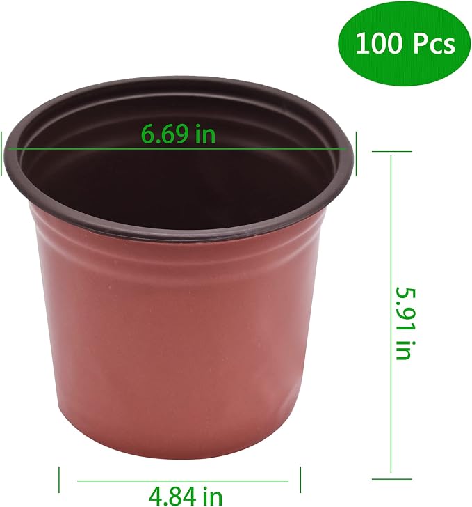 HOSTIC 6.6 Inch Nursery Pot Seedling Pot Plant Container Seed Starting Pots Multipurpose Plastic Pots 100 Packs
