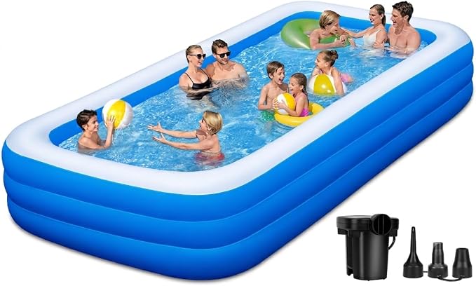 180" x 76" x 22" Large Inflatable Swimming Pool for Adults & Kids, Oversized Family Blow Up Pool for Backyard, Sturdy Thickened Kiddie Pool, Easy Setup & Portable