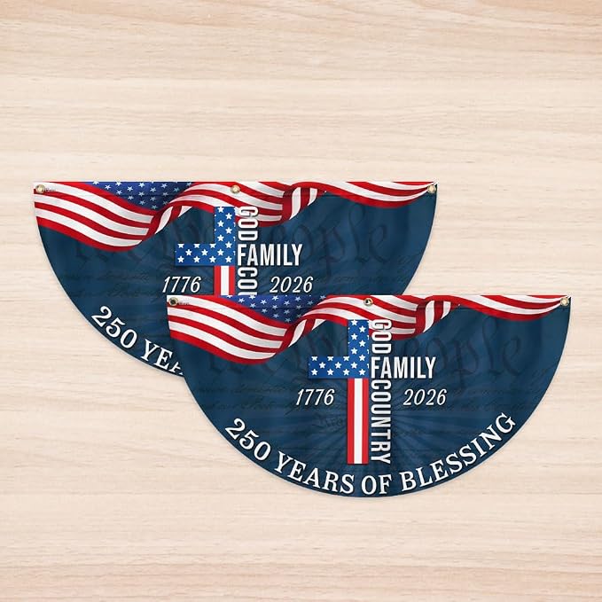 American Flag-Patriotic American Flag, 250 Years of Blessing God 1776 2026 Fan Flag, 3x6 ft, 2 Pack-USA Premium Polyester