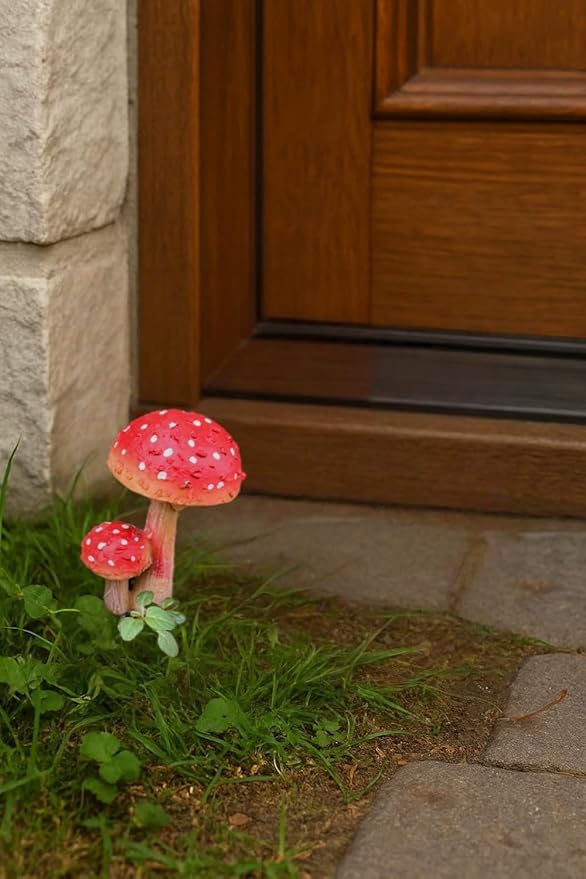 6 PCS Mushroom Decor Fairy Garden Accessories Outdoor - Assorted Sizes Resin Garden Mushrooms, Colorful Mushroom Figurines Yard Art Ornaments for Lawn, Patio, Plant Pot Decor