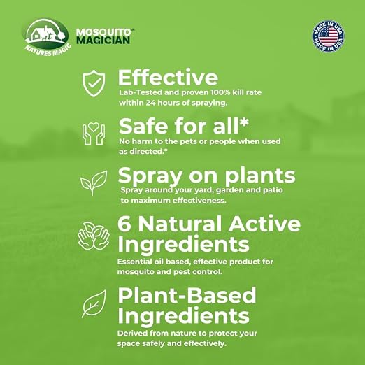 Mosquito Magician Ready-to-Use Mosquito Yard Spray 1 Gal (original scent) – Kills Mosquitoes, Fleas & Fire Ants, Repels & Prevents Ticks – Essential Oil Formula for Sprayers, Foggers & Misting Systems