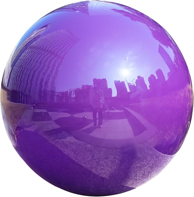 VCUTEKA Gazing Ball, 10" Stainless Steel Purple Garden Globes Outdoor Decor | Reflective stainless steel gazing ball with purple mirror finish that creates striking focal point Lawn indoors or outdoors