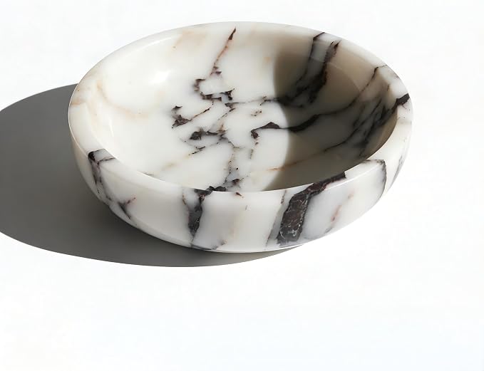 Calacatta Viola Marble Decorative Bowl, 7.87-Inch | Stone Catchall Bowl for Keys, Jewelry, Sunglasses and Small Decor, Coffee Table Centerpiece, Entryway Table and Dresser Decor