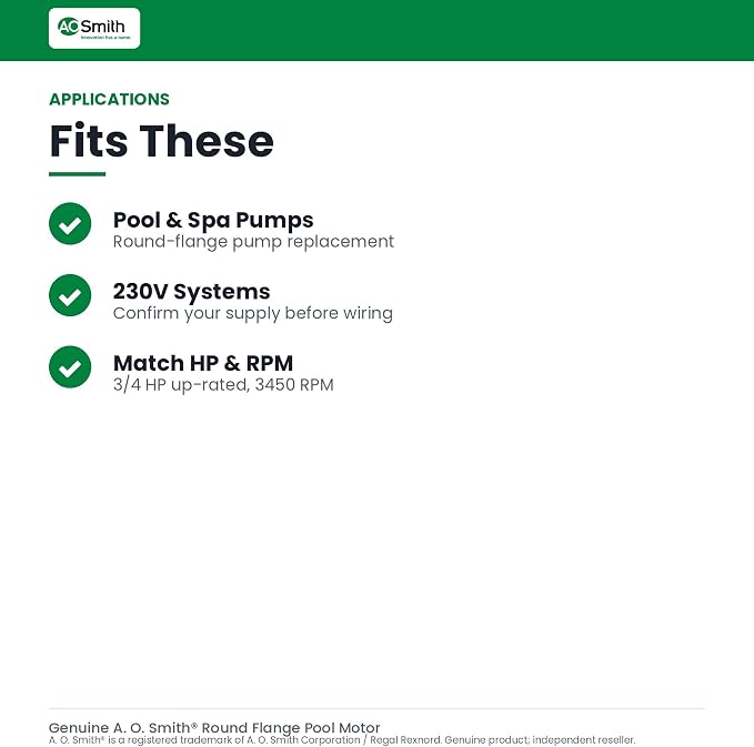Century Electric UST1072 3/4-Horsepower Up-Rated Round Flange Replacement Motor (Formerly A.O. Smith)