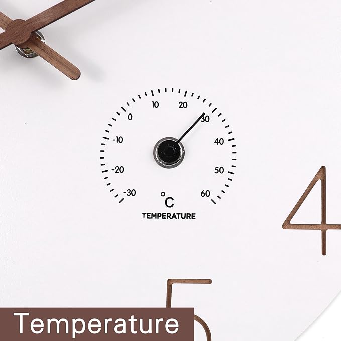 14 Inch Wall Clock, Wooden Frame Wall Clocks Decorative for Kitchen Living Room Bedroom Housewarming