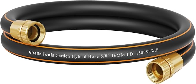 Giraffe Tools Leader Hose 6ft x 5/8", Short Water Hose Heavy Duty, Lightweight, Flexible Hybrid Hose, Female to Female Fittings