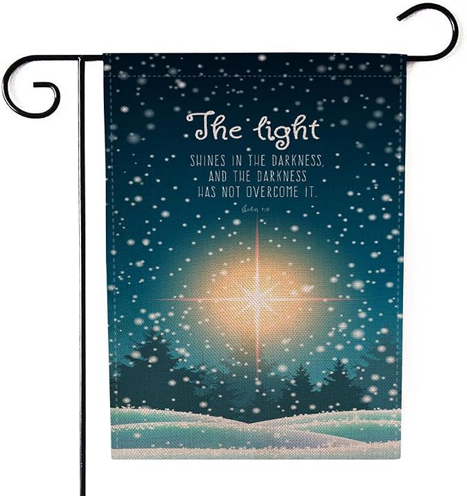 EMMTEEY Snow Garden Flag Winter Landscape Forest Snowfall Burlap Garden Flags 12.5X18 Small Garden Flag Double Sided Winter Yard Flag Holiday Garden Flags for Outside for Winter Christmas Decoration