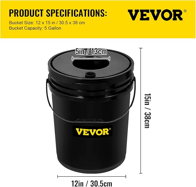 VEVOR DWC Hydroponic System, 5 Gallon 4 Buckets, Deep Water Culture Growing Bucket, Hydroponics Grow Kit with Pump, Air Stone and Water Level Device, for Indoor/Outdoor Leafy Vegetables