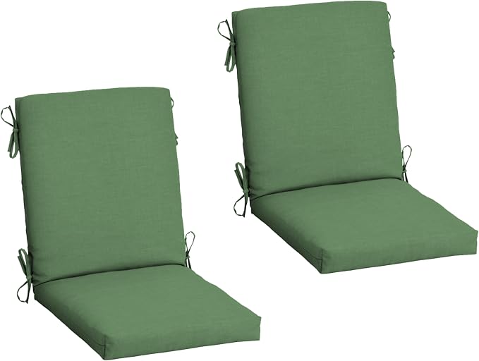 Arden 2-Pack Patio Dining Outdoor Chair Cushions, 20x44, Rain-Proof Seat Pad, Fade-Resistant Outdoor Bright Moss Green Leala