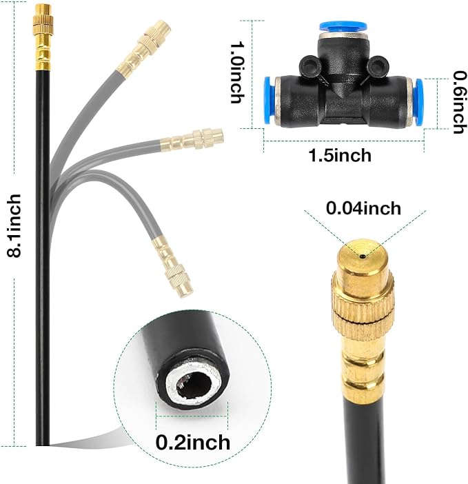 Bluepro Misters for Outside Patio 50Ft 1/4" Misting System with 12pcs 360°Adjustable Copper Nozzles, Outdoor Misters for Backyard,Umbrella,Raised Bed,Potted Plant,Yard,Dog House