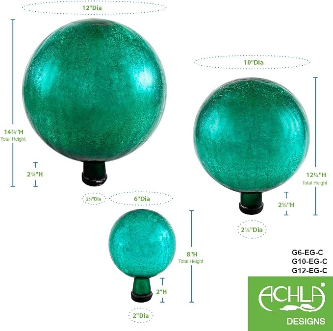 Achla Designs 6-inch Crackle Gazing Globe Ball, Emerald Green