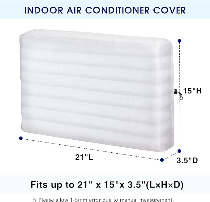 KylinLucky Indoor ACCover AC Cover for Window Unit 21 x 15 x 3.5 inches | Inside Air Conditioner Cover, Dust Protection, White