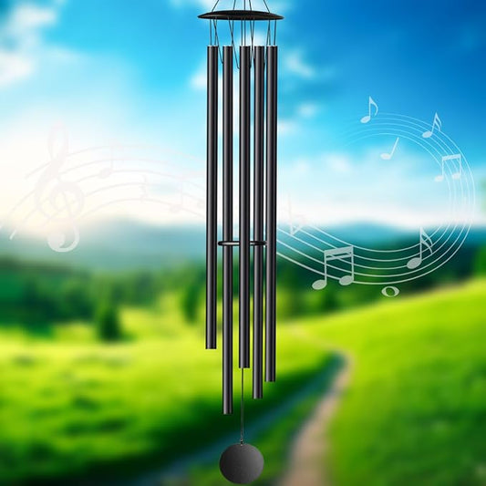 68” Large Wind Chimes for Home Garden Decor, Deep Tone Wind Chimes for Mom Grandma, Memorial Sympathy Gifts for Loss of Loved One, Black