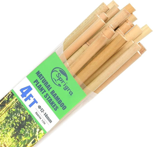 30pcs Bamboo Stakes 4FT, 1/2" D Thicker Garden Stakes Multi-Purpose, Plant Stakes for Tomatoes, Beans, Cucumbers, Peppers, Flowers, Potted, Maintain the Plant Posture, Strengthen and Stem