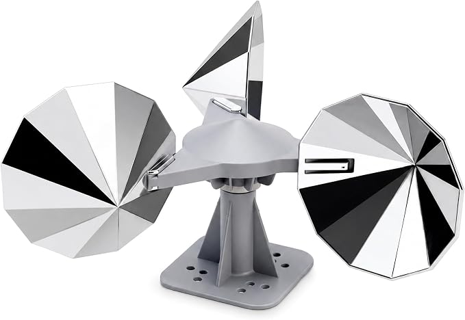 Bird Scare Reflective Device with ABS Base for Outside Patio | 3 Polygonal Double-Sided Chrome Blades, Outdoor Bird Reflectors for Pigeons Woodpeckers and Sparrows for Roof Garden Boat