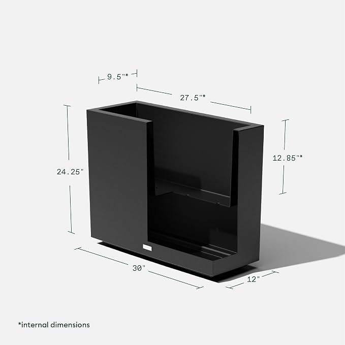 Veradek Block Series Span Plastic Planter - Tall Rectangular Planter for Indoor or Outdoor Patio/Porch | Durable All-Weather with Removable Insert Bucket | Modern Design for Plants, Flowers, Garden