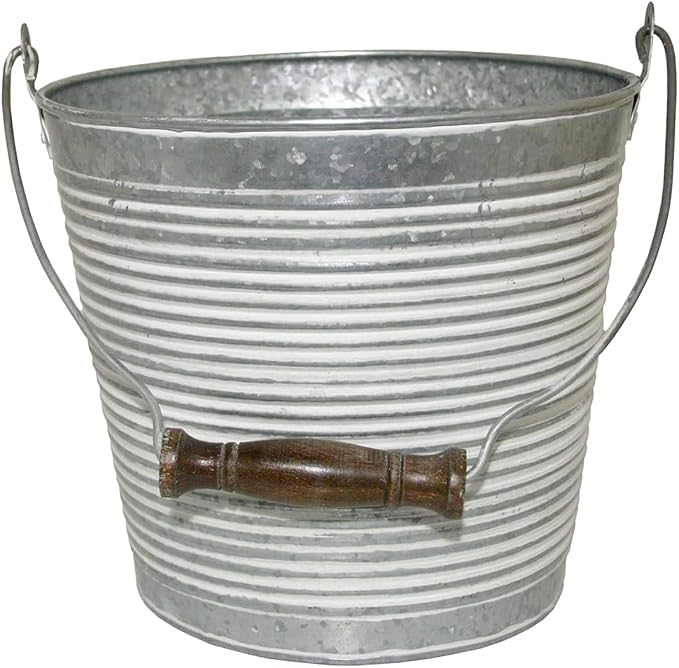 Headwind Vintage Collection Ribbed Planters – White Wash Flower Pots 10 Inch Indoor Plant Pots Bucket for Peace Lily, Pothos, & Lavender, Petunias, Basil Plant for Outdoor by Robert Allen