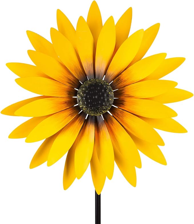 Evergreen Garden 75" H Sunflower Statement Wind Spinner Garden Décor and Accessories for Home and Yard