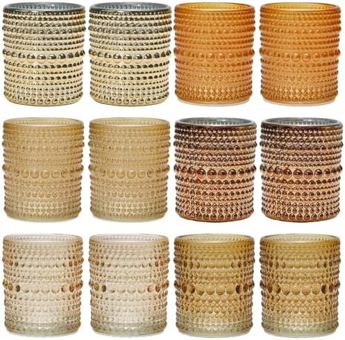 WDHODEC Gold Candle Holders 12 PCS, Glass Votive Tealight Candle Holders for Fall Thanksgiving Christmas Table Centerpiece Wedding Decorations by WDHODEC