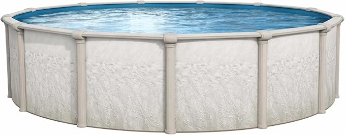 Lake Effect Pools 'Antigua' 24 ft Round Above Ground Swimming Pool | 52 Inch Steel Sided Walls | Kit Includes: 25 Gauge Overlap Liner & Widemouth Skimmer