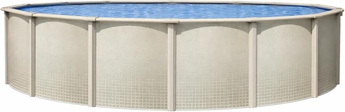 Lake Effect Pools 'Impressions' 24 ft Round Above Ground Swimming Pool | 48 Inch Resin Protected Steel Sided Walls | Bundle Includes: 25 Gauge Bedrock Overlap Liner & Widemouth Skimmer