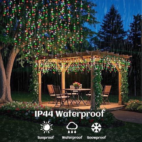 66ft Icicle Lights for Outside, Red White and Green Christmas Lights Outdoor Indoor, 640 LED Twinkle String Light with 120 Drops, Clear Wire Connectable Timer for Thanksgiving Room Home Wall Bedroom - Image 3