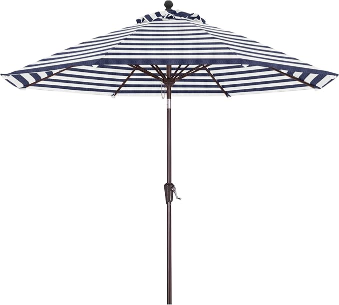 ABCCANOPY OLEFIN® 5-Year No Fading 9FT Patio Umbrella, Outdoor Table Umbrella with 8 Sturdy Ribs for Deck, Backyard, Yard (Navy Stripe)