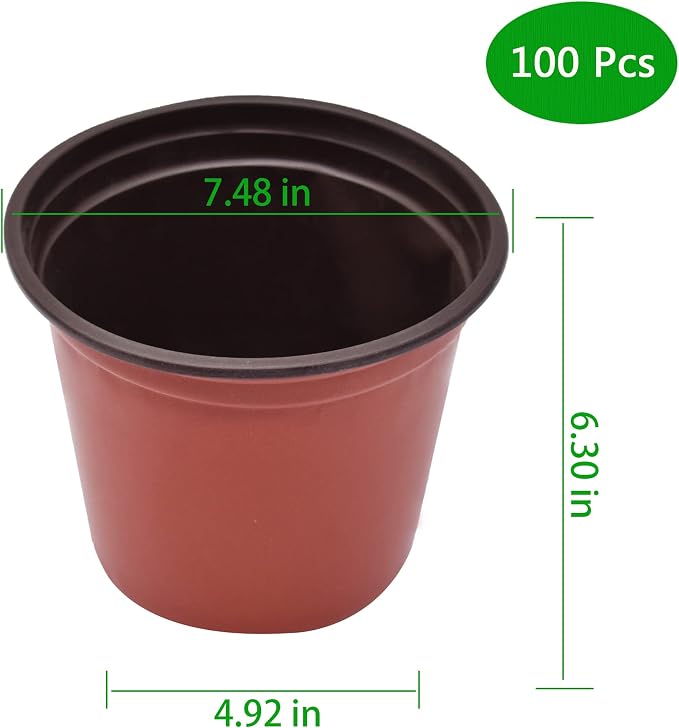 HOSTIC 7.4 Inch Nursery Pot Seedling Pot Plant Container Seed Starting Pots Multipurpose Plastic Pots 100 Packs