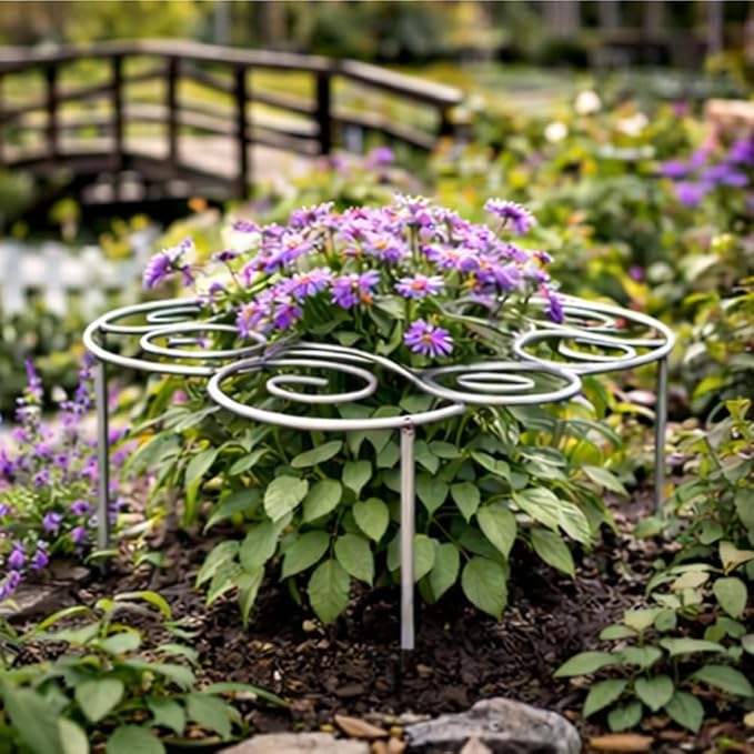 Metal Plant Support Ring for Garden, 2026 New Peony Cage Stand, Indoor Pots, Flower Hoop, Decorative Grow Through Rings, Heavy-Duty Flower Support Frame, Outdoor Orchid Clip (M*2PCS)