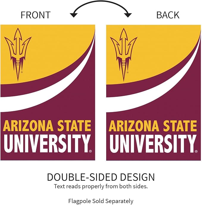 Team Sports America NCAA Arizona State University House Flag, 28 x 44, Double Sided Garden Flags for Outside, Outdoor College Flags & Banners for Garden Patio, Indoor Wall Decor Flag for Room