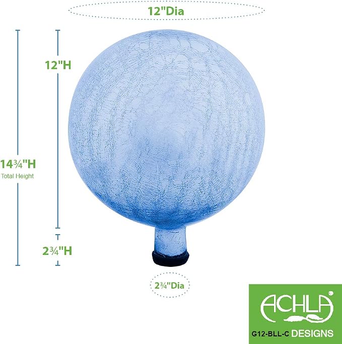 Achla Designs 12-Inch Crackle Gazing Globe Ball, Blue Lapis