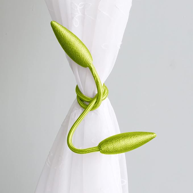 Valea Home 2 Pieces Curtain Tiebacks Clips Creative Window Drape Twist Tie Backs European Style Custom Made Curtain Holders Decorative Draperies Holdbacks, Green