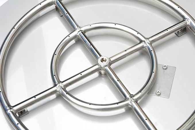 Stanbroil Stainless Steel 24" Round Flat Fire Pit Burner Pan w/18 Fire Ring Installed, BTU 147,000 Max