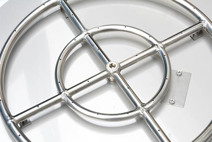 Stanbroil Stainless Steel 18" Round Flat Fire Pit Burner Pan w/12 Fire Ring Installed, BTU 92,000 Max