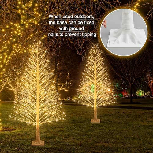 Rossesay 1 Pack 7ft-1500led Christmas Lighted Birch Tree Warm White Lights - Image 5
