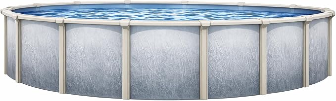 Lake Effect Pools 'Bermuda' 24 ft Round Above Ground Swimming Pool | 48 Inch Walls | 6" Steel Top Ledge | Bundle Includes: 25 Gauge Overlap Liner & Widemouth Skimmer