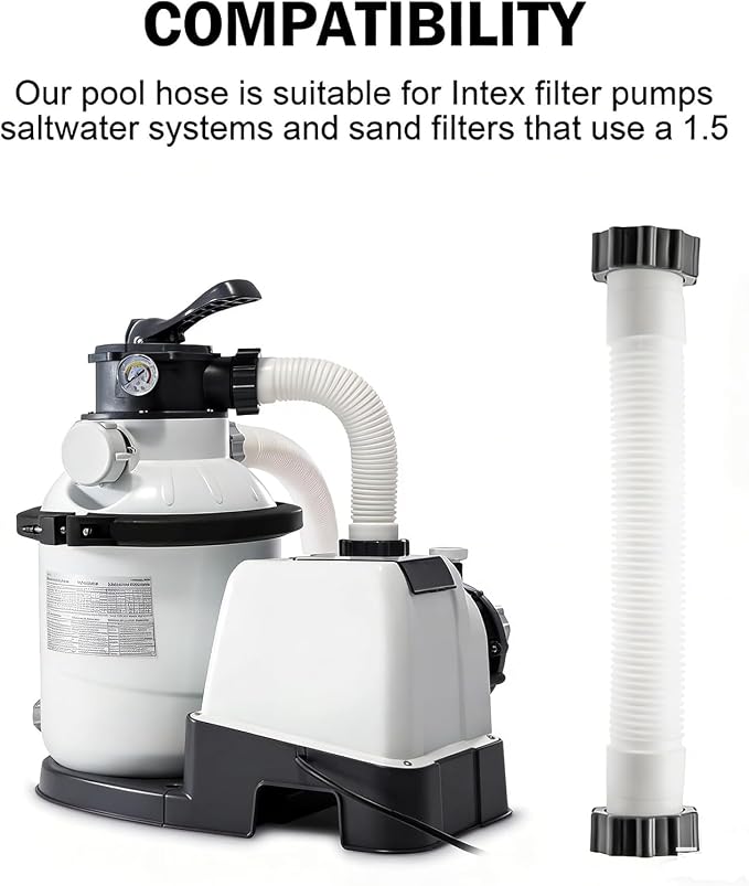 Intex 16-Inch Pool Pump Hose, 1.5-Inch Diameter, Polyethylene Material, Compatible with Intex Filter Pump and Saltwater System, Suitable for 26371CA, 28647EG, 26371EH, 11535 (2 PCS)