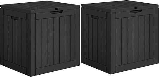 YITAHOME 30 Gallon Deck Boxes 2 Pack, Waterproof Outdoor Storage for Cushions, Tools & Pool Accessories, Resin Package Delivery for Patios, Gardens & Decks, Black