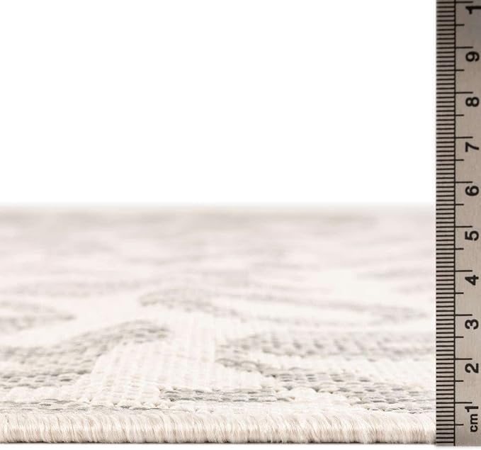 Unique Loom Outdoor Safari Collection Area Rug - Leopard (4' 1" Round, Ivory Gray)