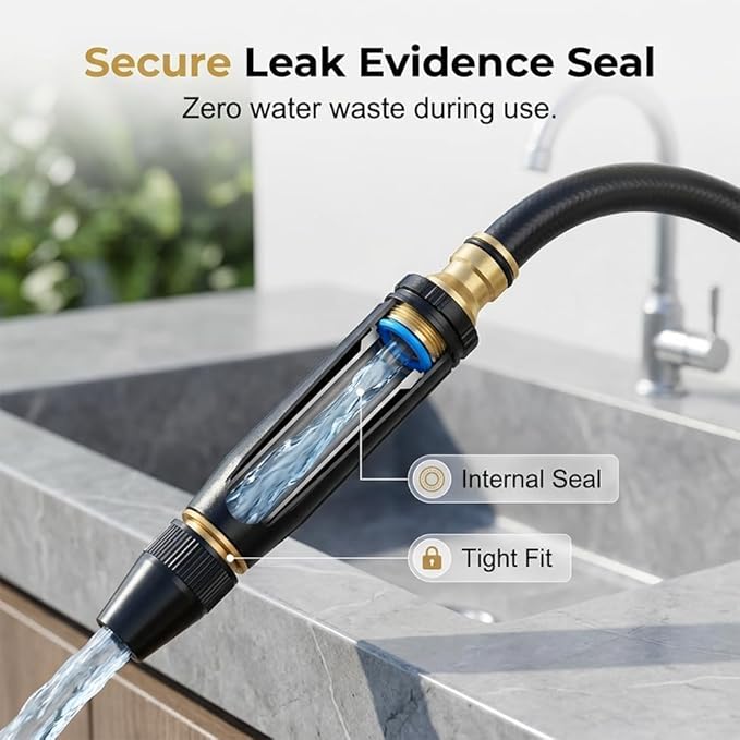 Heavy Duty Adjustable High Pressure Hose Nozzle Suitable for US water pipe sizes 8X Booster Car Wash Water Gun with Jet Mist Shower Spray, Copper Alloy Portable Power Washer for Garden Lawn Watering