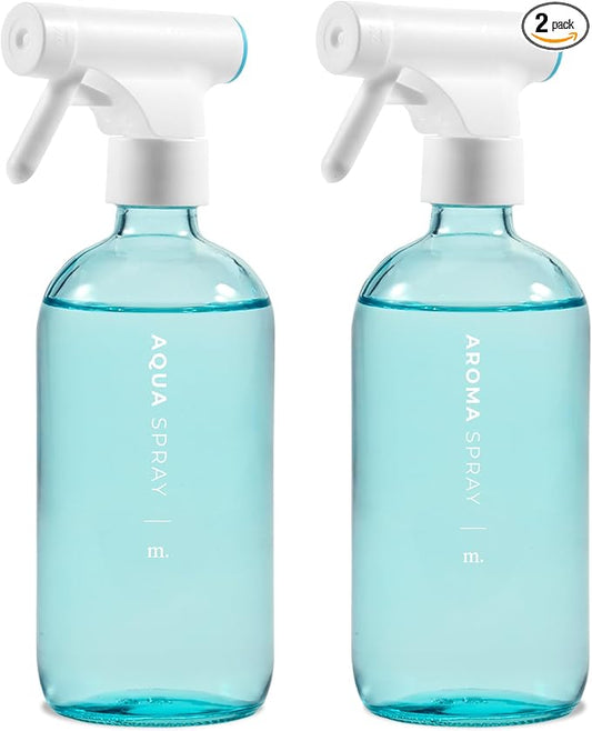 MAISONOVO Blue Glass Spray Bottles 16 Oz Pack of 2 - Blue Spray Bottle for Plants with Fortified Glass & Fine Mist - Ideal for Plant Care, Gardening, Misting, Seedlings & Indoor Plants - 16 Labels