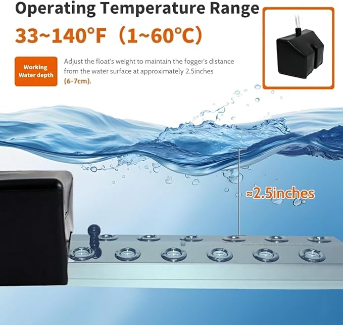 Ultrasonic Fogger Mist Maker 12 Heads, 9000ml/H 110V 400W Waterproof Ultrasonic Mister with Float, Pond Mister, Humidifier for Halloween, Vegetable Preservation, Greenhouse, Landscape
