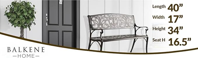 Balkene Home Decatur Aluminum Patio Bench in Antique Bronze