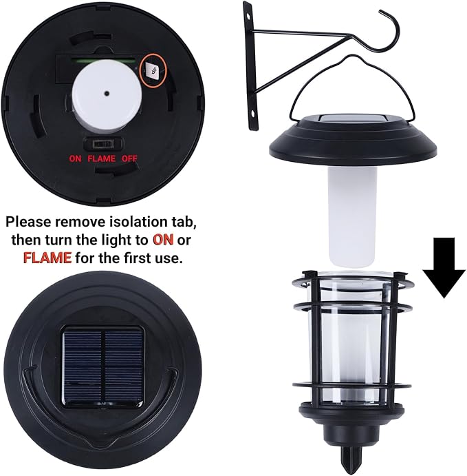 Dynaming Solar Purple Flame Wall Lanterns, Outdoor Halloween Hanging Lights, Flickering Flame LED Auto On/Off Wall Mounted Sconce Lights with Hooks, Waterproof for Garage Stair Patio Porch, 2 Pack