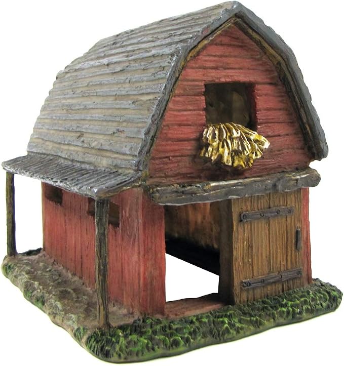 Treasure Gurus Miniature Red Barn Fairy Garden House Accessory Mini Dollhouse Decor Outdoor Gnome Home Ornament