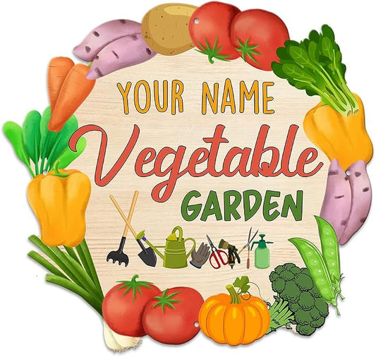 MeMate Vegetable Garden Signs, Personalized Metal Signs, Garden Sign to Personalize, Large Sign for She Shed, Customized Name Wall Art for Garden Outdoor Decor, Personalized Outdoor Plaque