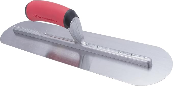 Marshalltown QLT Fully Rounded Concrete Finishing Trowel, 18 x 4 Inch, Soft Grip Handle, Assembled in USA, FTFR375R