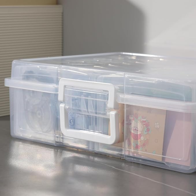 novelinks Photo Storage Box and 16 Inner 4" x 6" Photo Storage Containers | 2Pack Clear, Photo Albums 4x6 Pictures, Photo Organizers and Storage, Card Game Storage, Task Boxes for Special Education