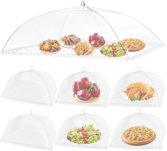 NEPAK 6 Large and Tall Food Covers, 17"x17" Food Tents Food Covers for Outdoors,Pop-up Mesh Food Covers Nets for Outside,Screen Tents,Parties Picnics, BBQ,Reusable and Collapsible
